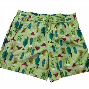 Men's Lime Cocktail Print Swim Board Shorts